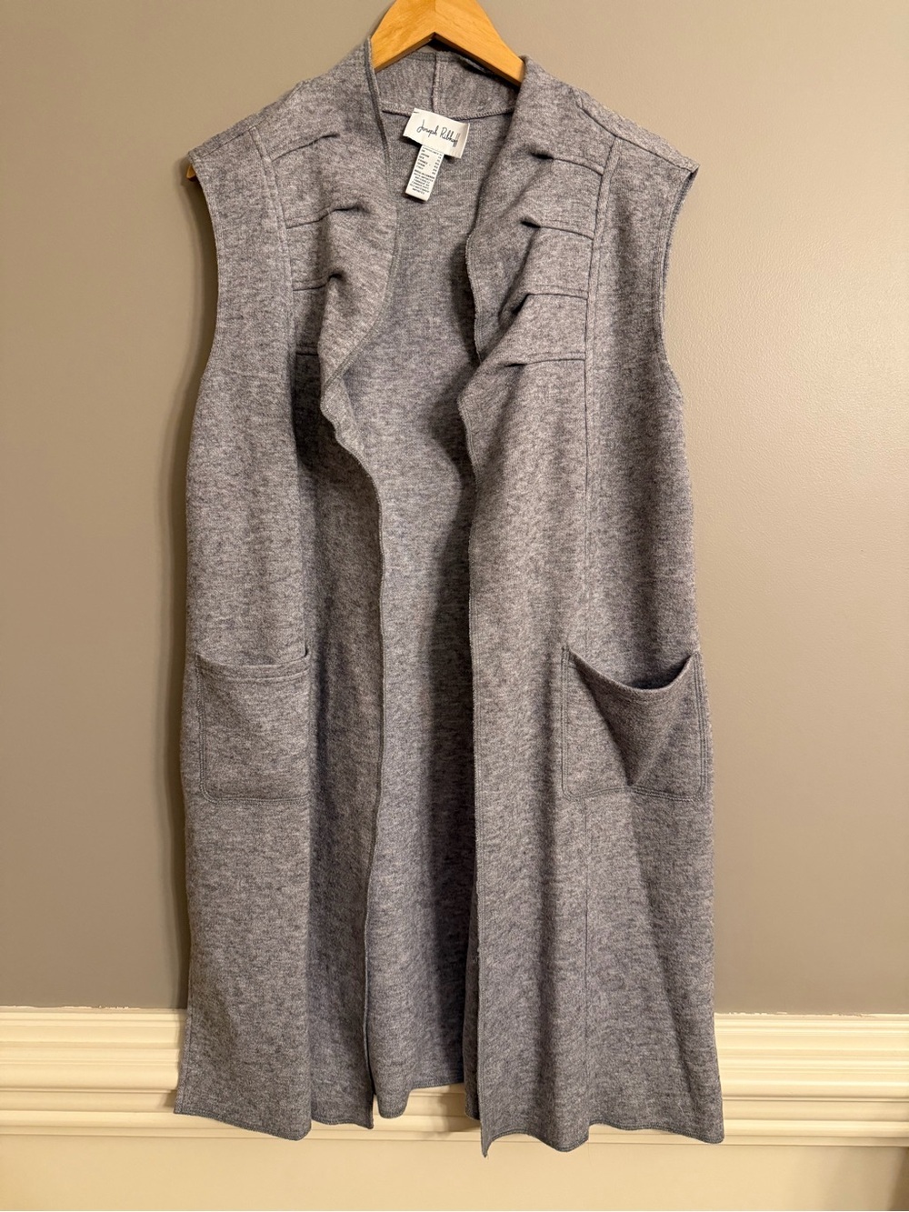 Joseph Ribkoff Heather Gray Ruffle Longline Knit Vest – Size 12